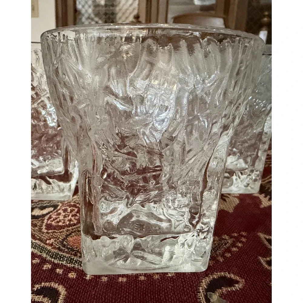 Authentic‎ Vintage Indiana Glass: Crystal Ice Lowball Set -of -4